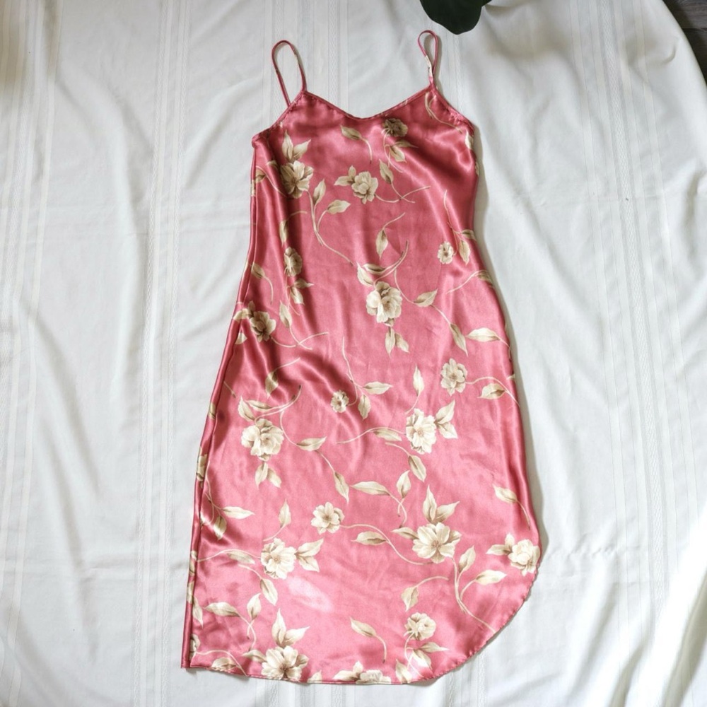 Pink floral slip long dress